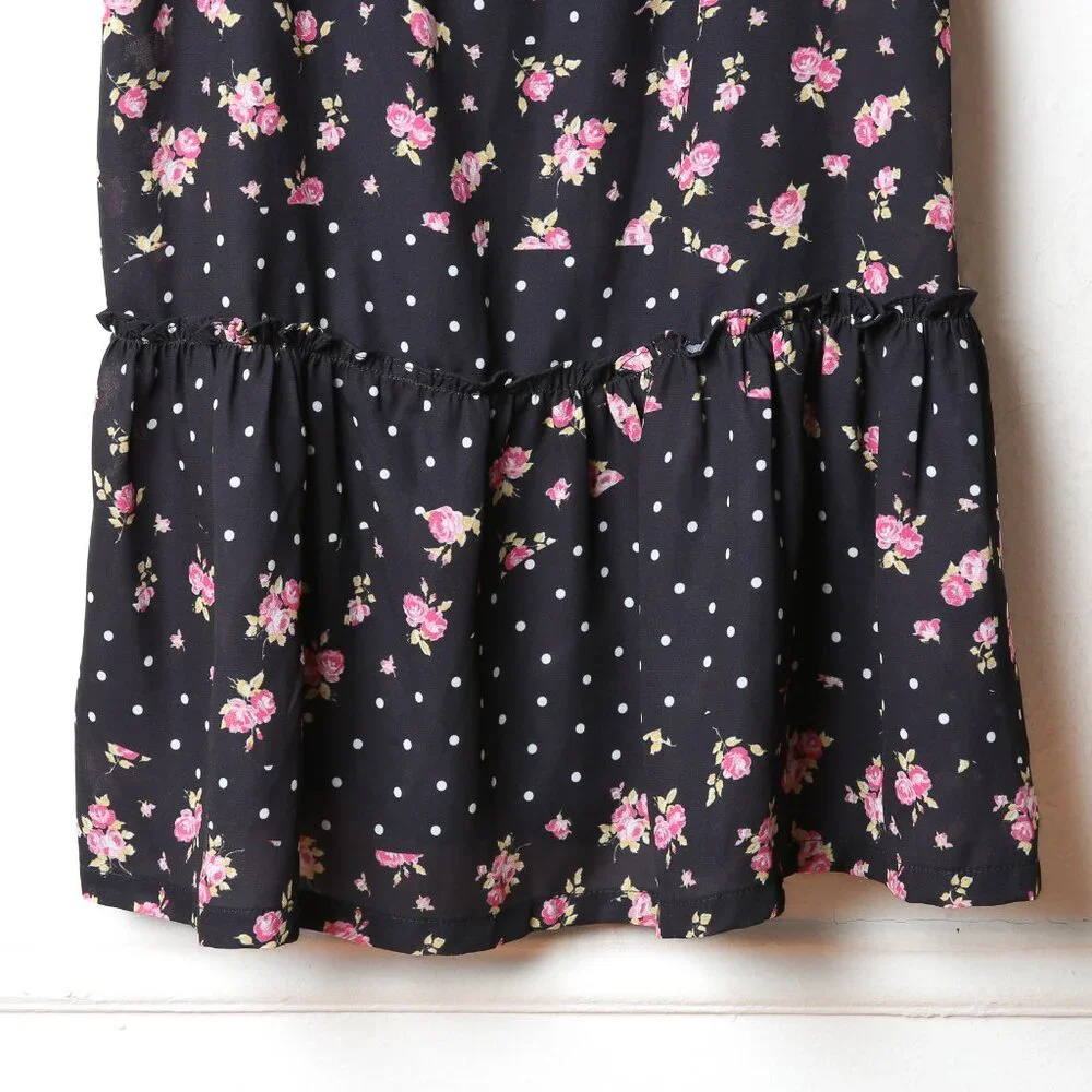 BETSEY JOHNSON Rosy Dots Floral Dress Flirty Feminine Size Medium NWT